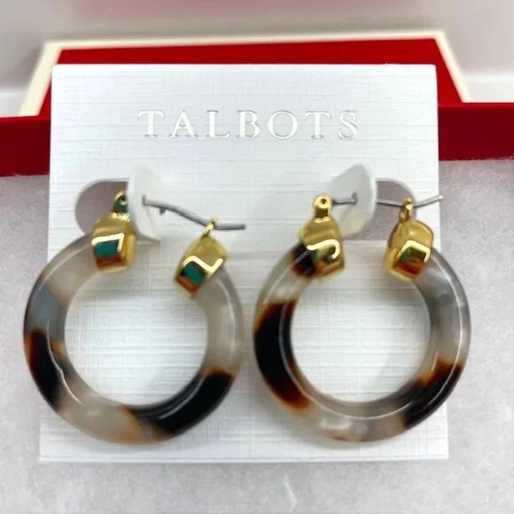 NWT Talbots Tortoise Hoop Earrings - Picture 1 of 5